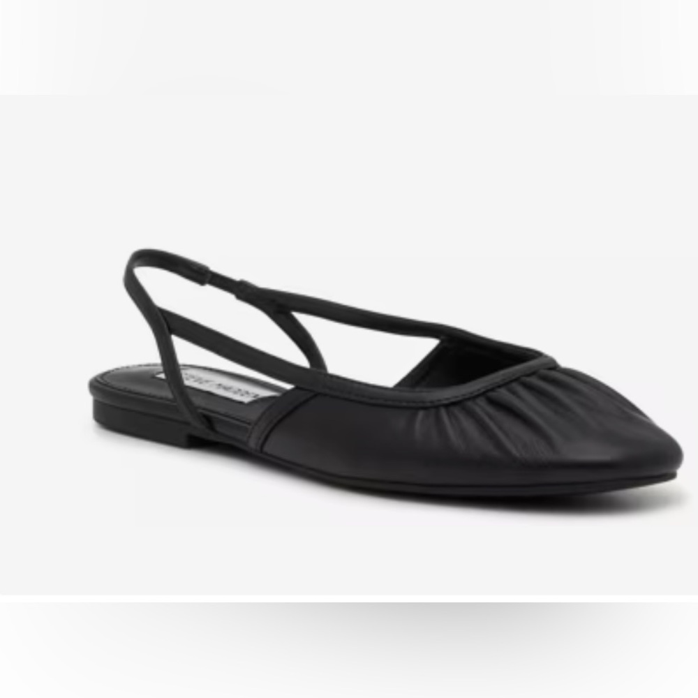 Steve Madden Trixx black flat gathered sling back NEW 8.5‎